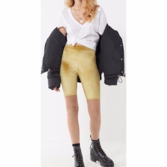 Urban Outfitters Pants - Urban Outfitters Velvet Bike Shorts- (M) gold